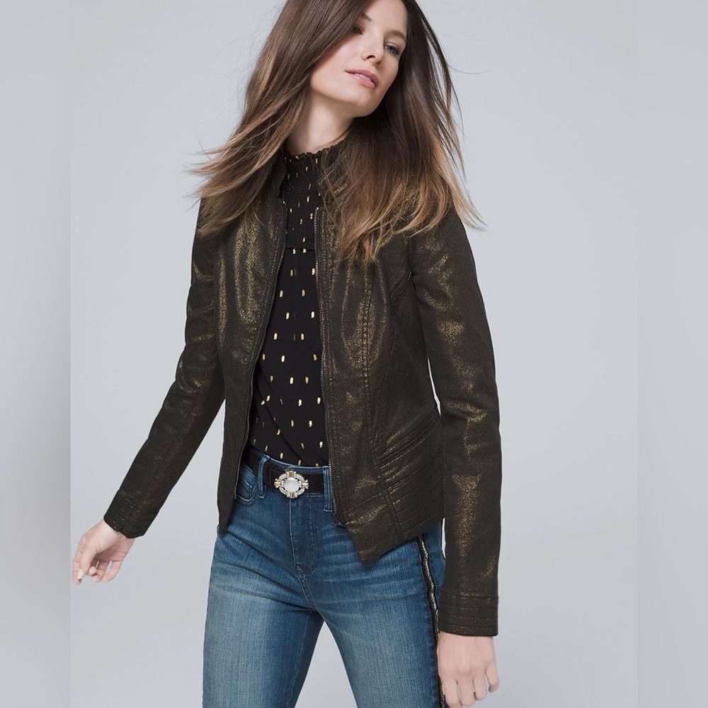 WHBM Coated Black Band Jacket